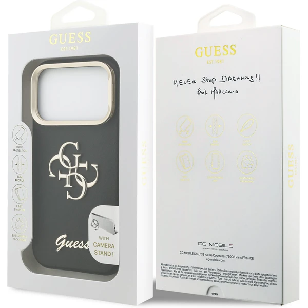 Guess PU Grained 4G Logo Stand Camera Frame kryt iPhone 17 Pro černý - Pouzdra - Obrázek 1ade763f8833469e995ca93a200da6eb