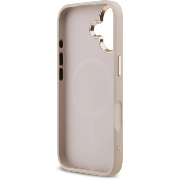 Guess PU Leather 4G Triangle Logo Gold Frame MagSafe kryt iPhone 17 růžový - Pouzdra - Obrázek 1b3d0465352e40e7a06c10d9e94f3366