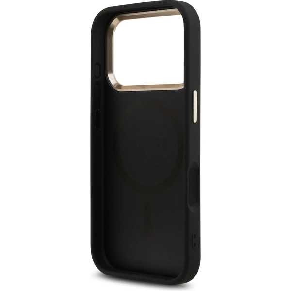 Guess PU Leather 4G Triangle Logo Gold Frame MagSafe kryt iPhone 17 Pro černý - Pouzdra - Obrázek 1b4bfb74e4e349d3a508eb1574c5d767