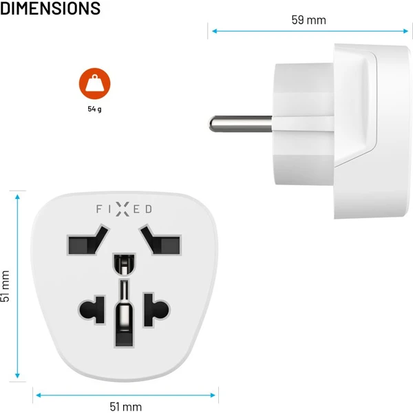 FIXED EU cestovní adaptér 2 pro zapojení UK, US, AUS zařízení do EU zásuvek, bílý - Zásuvky - Obrázek 1b564b26de044c9581303ebc603d7300