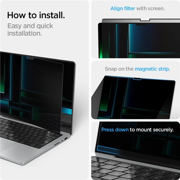 Spigen SafeView Privacy fólie MacBook Pro 14" (M5/M4/M3/M2/M1) - Ochranné folie a skla - Obrázek 1b62ce7263eb4849b69dcfae169ba28f
