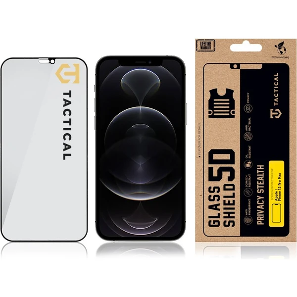 Tactical Glass Shield Privacy Stealth 5D sklo Apple iPhone 12 Pro Max černé - Ochranné folie a skla - Obrázek 1b8eeb55b165426da62dcbcd6892ee98