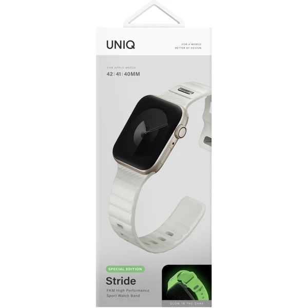 UNIQ Stride FKM Rubber voděodolný řemínek Apple Watch 41/40/38mm bílý/svítící - Řemínky - Obrázek 1b967a340b4c49388c21501ea1995500