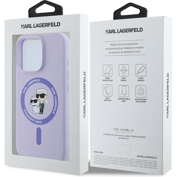 Karl Lagerfeld Liquid Silicone Karl and Choupette MagSafe kryt iPhone 16 Pro fialový - Pouzdra - Obrázek 1bed29fb831d48c5851d6f3db56cafb4