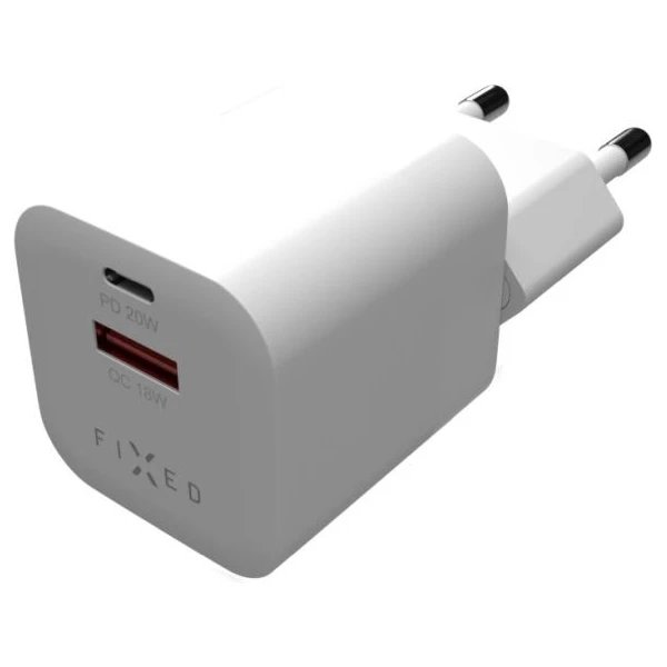 FIXED Mini nabíječka s USB-C a USB-A výstupem PD 20W a QC 3.0 bílá - Nabíječky - Obrázek 1c091cb8b49342469e1f90df7a453529