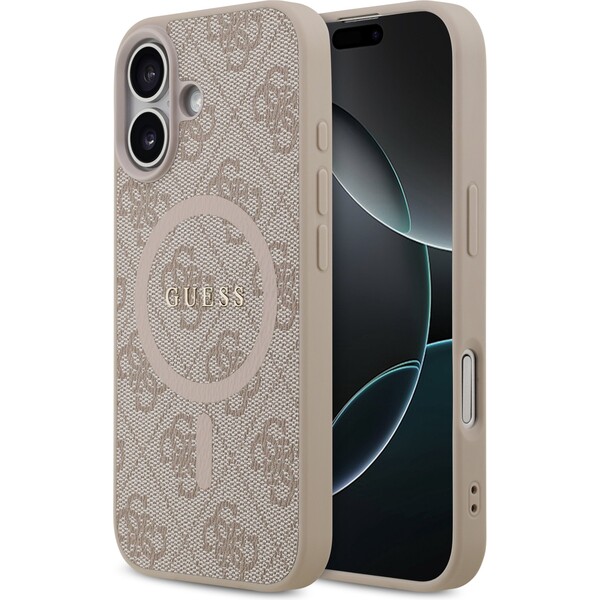 Guess PU Leather 4G Colored Ring MagSafe Zadní Kryt pro iPhone 17 růžový