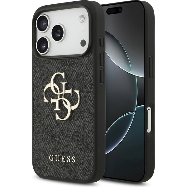 Guess PU 4G Metal Logo kryt iPhone 17 Pro šedý