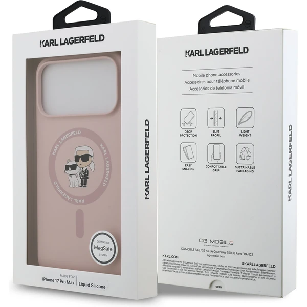 Karl Lagerfeld Liquid Silicone Karl and Choupette MagSafe kryt iPhone 17 Pro Max růžový - Pouzdra - Obrázek 1cdd7787fbf540d6b73bcc25bcfe97e9