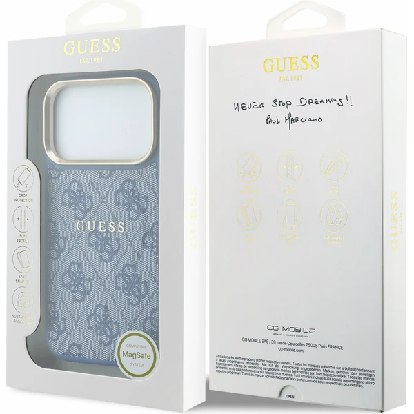 Guess PU Leather 4G Gold Frame Embossed MagSafe kryt iPhone 18 Pro Max modrý - Pouzdra - Obrázek 1d15e62ba4454fc0a1ab7ae8481d94b4