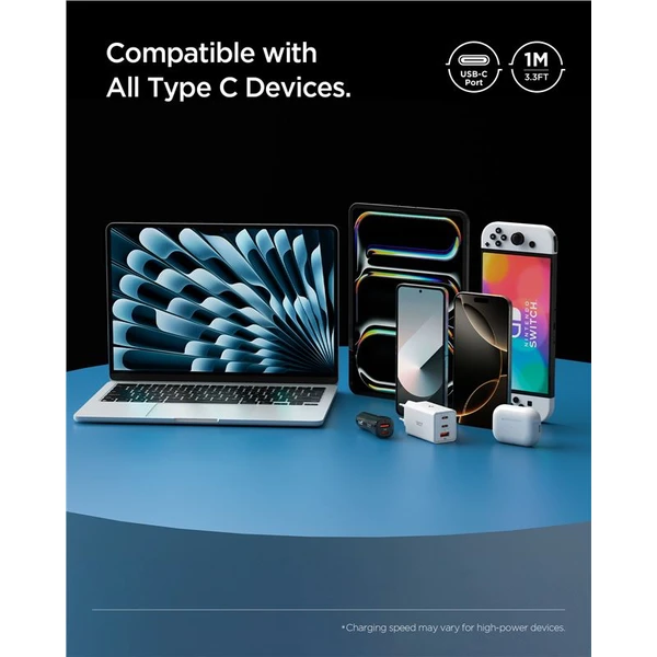 Spigen Essential USB-A/USB-C napájecí kabel 60W 1m bílý - Kabely a redukce - Obrázek 1d971e47f73f4210987df5570c62aec6