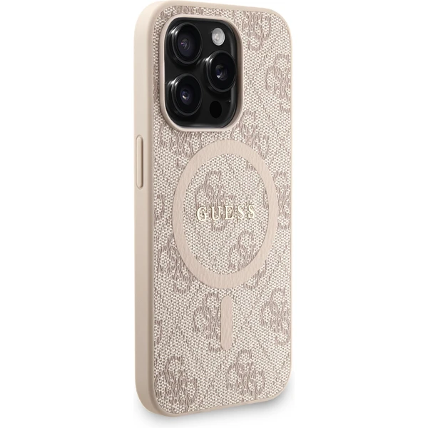 Guess PU Leather 4G Colored Ring Strap MagSafe kryt iPhone 15 Pro růžový - Pouzdra - Obrázek 1de6fe263e0c47fabddcad10d35855ba