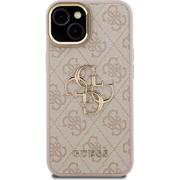 Guess PU 4G Metal Logo Stand Camera Frame kryt iPhone 15 růžový - Pouzdra - Obrázek 1e141a02cef44380b154e1cb4b4399e2