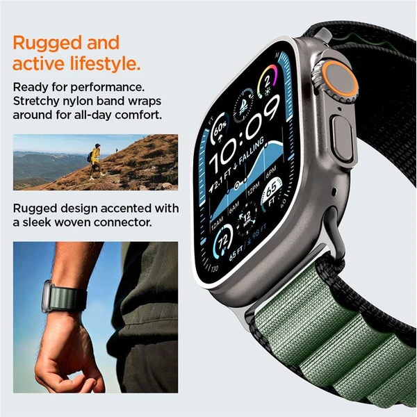 Spigen Fabric Band (hook) řemínek Apple Watch 49/46/45/44mm černý/zelený - Řemínky - Obrázek 1e1ca8ed97c74e6cbb3c670ec29df38b