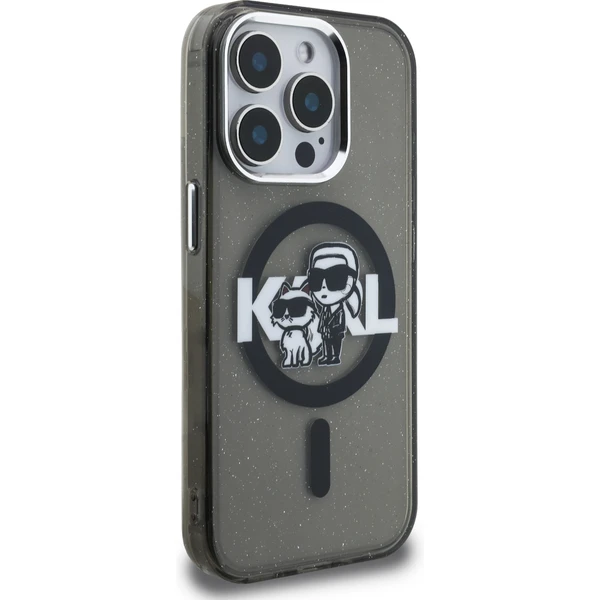 Karl Lagerfeld IML Glitter Karl and Choupette Sketch MagSafe kryt iPhone 15 Pro černý - Pouzdra - Obrázek 1e2d4797b54142cea913bdba2ef406e4