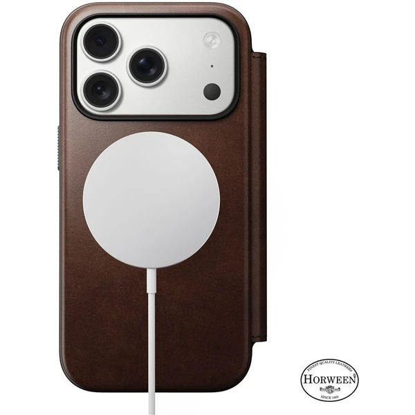 Nomad Modern Leather Folio (Horween) MagSafe kožené pouzdro iPhone 17 Pro Rustic Brown - Pouzdra - Obrázek 1f87ebd92b06426aa2d7e91d98a56c6e