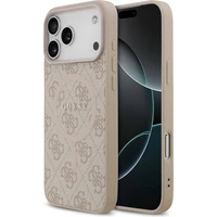Guess PU Leather 4G Colored Ring MagSafe Zadní Kryt pro iPhone 17 Pro Max růžový - Pouzdra