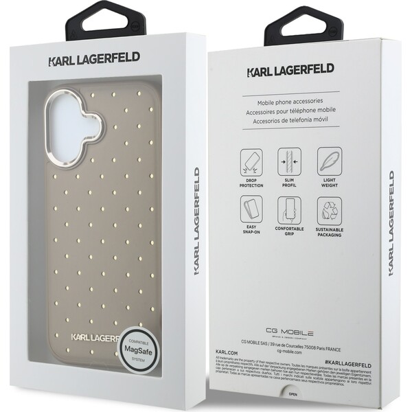 Karl Lagerfeld PU Perforated Gold Dots MagSafe kryt iPhone 17 béžový - Pouzdra - Obrázek 2027c95fa9344f05b3f57283b9e6c6e0