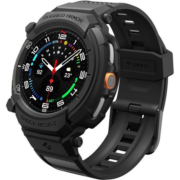 Spigen Rugged Armor Pro kryt s řemínkem Galaxy Watch8 Classic (46mm) matně černý