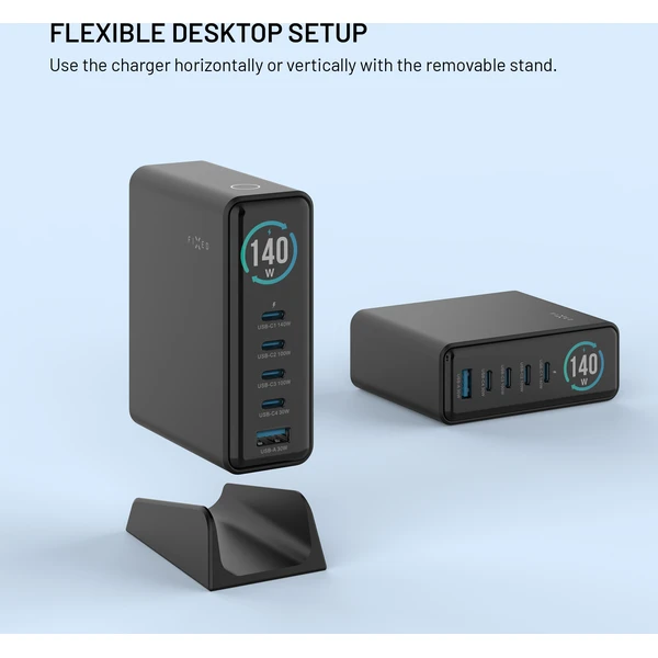 FIXED GaN nabíjecí stanice s displejem, USB-C a USB, PD 3.2 (140W) černá - Nabíječky - Obrázek 21766b76c5cc42b1bfa1bc0cdd1e63a7