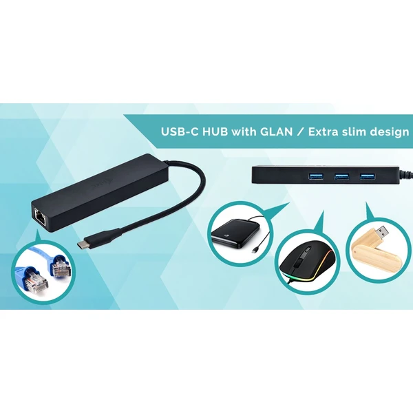 i-tec USB 3.1 Type C SLIM HUB 3 Port With Gigabit Ethernet Adapter - USB huby - Obrázek 21HA000501