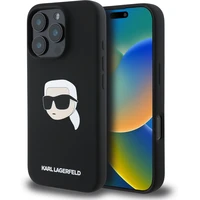 Karl Lagerfeld Liquid Silicone Karl Head MagSafe kryt iPhone 16 Pro černý - Pouzdra