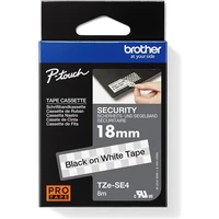 Brother TZe-SE4 bezpečnostní páska černá na bílém 18 mm - Pásky pro štítkovače