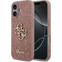 Guess PU Fixed Glitter 4G Metal Logo kryt iPhone 17 růžový - Pouzdra