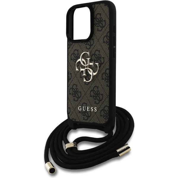 Guess PU 4G Metal Logo Crossbody popruh kryt iPhone 15 Pro Max hnědý - Pouzdra - Obrázek 2261f410536243cc9878be454acde52c