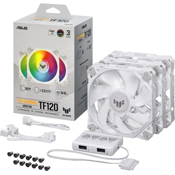 ASUS TUF Gaming TF120 120mm ARGB bílá 3x120mm - Ventilátory pro PC - Obrázek 22S9000K01