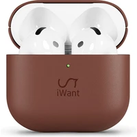 iWant kožené pouzdro pro AirPods 4/4 (ANC) hnědé - Pouzdra
