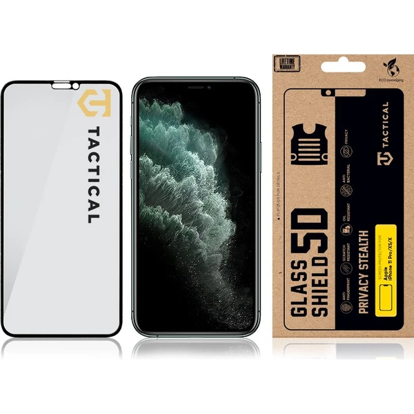 Tactical Glass Shield Privacy Stealth 5D sklo Apple iPhone 11 Pro/XS/X černé - Ochranné folie a skla - Obrázek 23130e43e2724c018003c6b3c43963cc