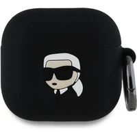 Karl Lagerfeld 3D Logo NFT Karl Head silikonové pouzdro AirPods 4 černé - Pouzdra