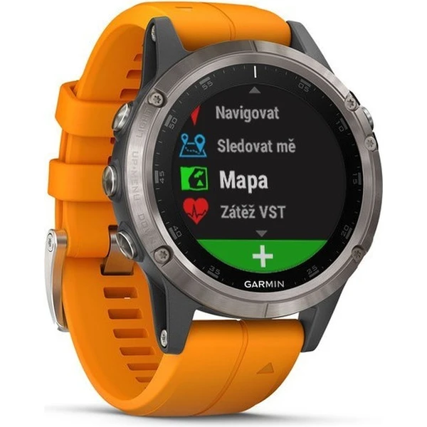 Garmin Fenix Plus Sapphire titanové/oranžový pásek