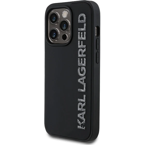 Karl Lagerfeld 3D Rubber Glitter Logo kryt iPhone 14 Pro černý - Pouzdra - Obrázek 2335b852c7514bcebc71a624e2efc9b1
