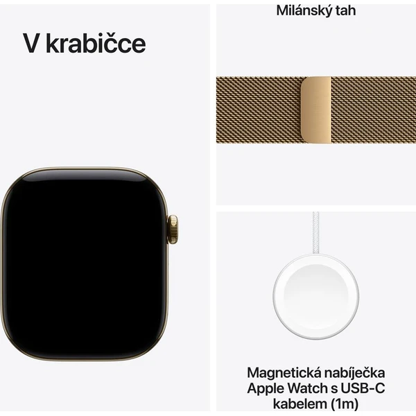 Apple Watch Series 12 Cellular (46mm) Zářivě zlatý titan se zářivě zlatým milánským tahem S/M - Chytré hodinky - Obrázek 236fcfea22044411badad67e0ccaa134
