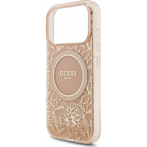 Guess IML Flowers Allover Strap MagSafe kryt iPhone 18 Pro růžový - Pouzdra - Obrázek 238fabbd56474ad18867367c63196194