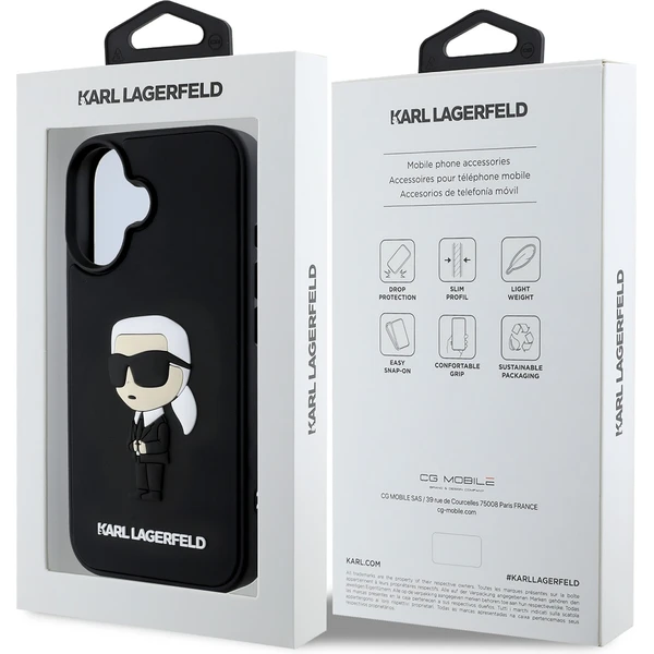 Karl Lagerfeld 3D Rubber Ikonik kryt pro iPhone 16 černý - Pouzdra - Obrázek 23b98afc7f2941baae0bf87c5f59320e