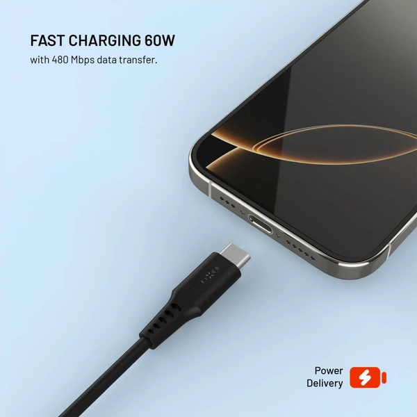 FIXED Liquid silicone USB-C/USB-C napájecí kabel 60W 0,3m černý - Kabely a redukce - Obrázek 23bf941f25c94bfa9797d002dd59ab90
