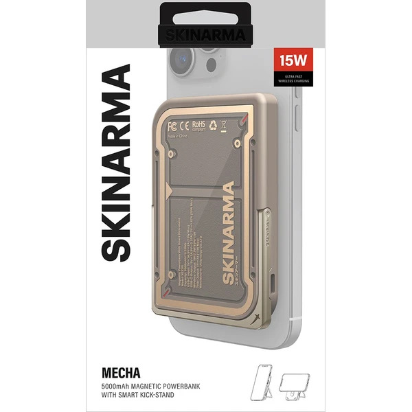 SKINARMA Nexus Mecha MagSafe powerbanka se stojánkem, USB-C, PD (5000 mah) zlatá - Powerbanky - Obrázek 240fe66773d54b52b748691ff422130f