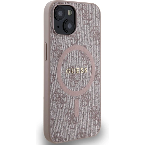Guess PU Leather 4G Colored Ring MagSafe kryt iPhone 14 růžový - Pouzdra - Obrázek 24186cfd32464c079e1a5e1eba1a7915