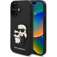 Karl Lagerfeld PU Saffiano Karl and Choupette kryt pro iPhone 16 černý - Pouzdra