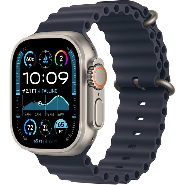 Apple Watch 49mm námořnicky modré prodloužení Oceánského řemínku - provedení z přírodního titanu MXTJ3ZM/A