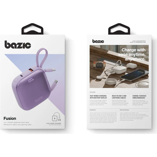 Energea Bazic GoPower Fusion powerbanka 10000mAh s kabely fialová - Powerbanky - Obrázek 24bb8d487c6842afb38f391a4f70b5c4