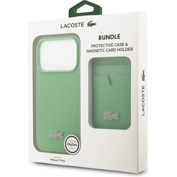 Lacoste Iconic Petit Pique MagSafe kryt + peněženka iPhone 17 Pro zelený - Pouzdra - Obrázek 2516d91360b44292836c1b6ea212730c
