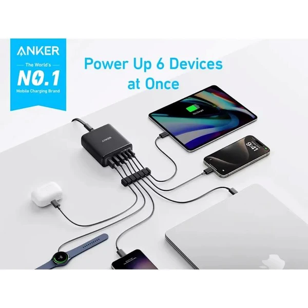 Anker nabíjecí stanice 112W 3xUSB-C, 3xUSB černá - Nabíječky - Obrázek 252c120bd8384e84a59f2561f1129971
