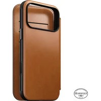 Nomad Modern Leather Folio (Horween) MagSafe kožené pouzdro iPhone 18 Pro Max Saddle - Pouzdra