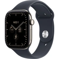 Apple Watch Series 12 Cellular (46mm) Přírodní titan s námořnicky modrým sportovním řemínkem M/L - Chytré hodinky