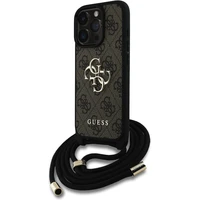 Guess PU 4G Metal Logo Crossbody popruh kryt iPhone 15 Pro Max hnědý - Pouzdra