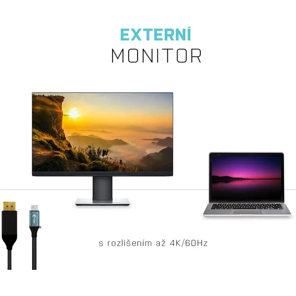i-tec USB-C/DisplayPort  kabel 4K 1,5m černý - Kabely a redukce - Obrázek 25VV000501