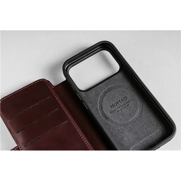 Nomad Modern Leather Folio (Horween) MagSafe kožené pouzdro iPhone 17 Pro Max Burgundy - Pouzdra - Obrázek 25f627a63b77423f9d76a3a6014d5d53